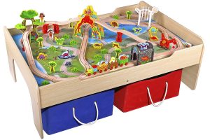 Pidoko Kids Wooden Multi Activity Play Train Table