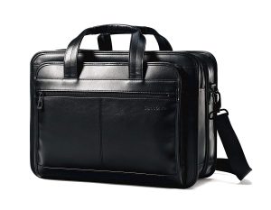 Samsonite Leather Expandable Briefcase Black