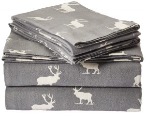 Eddie Bauer Elk Grove Flannel Sheet Set, Queen, Gray