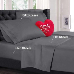 Nestl Bedding Sheet Set, 4 Pieces - 1800 Deep Pocket, Quee