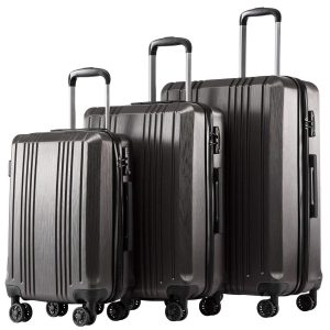Coolife Luggage Expandable Suitcase PC+ABS 3 Piece Set