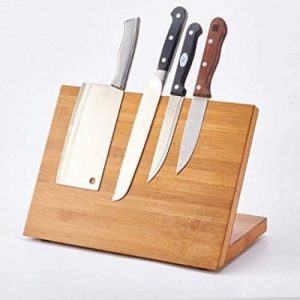 QIKEBamboo Magnetic Knife Block Stand Holder