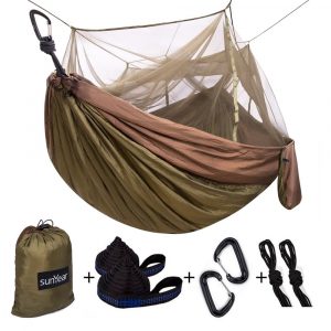 Sunyear Single and Double Camping Hammock with Mosquito Net