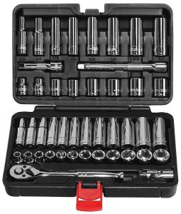 EPAuto 3/8 inches Drive Socket Set 45 Pieces and 72-Tooth Head Ratchet