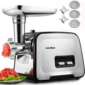 ALTRA Electric Meat Grinder, Stainless Steel with 3 Grinding Plates