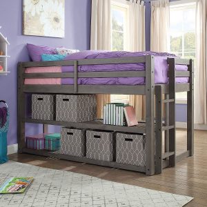 Better Homes and Gardens Storage Bed with Shelves, Slate