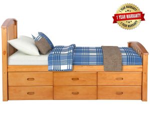 Merax Twin Size Platform 6 Drawers Solid Wood Storage Bed