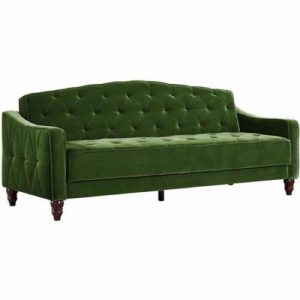 Novogratz Vintage Tufted Sofa Green Velour Sleeper II