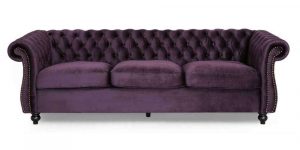 Somerville Chesterfield BlackBerry Tufted Sofa from Noble House