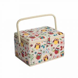 Hobby Gift Owl Sewing Box on Natural-Large