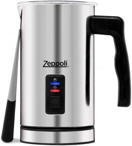 Zeppoli Milk Frother and Cappuccino Maker with a Silicone Scraper