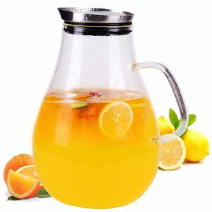 LEAVES AND TREES Y 2.5 Liter Glass Pitcher with Handle for Juice and Hot/Cold Tea