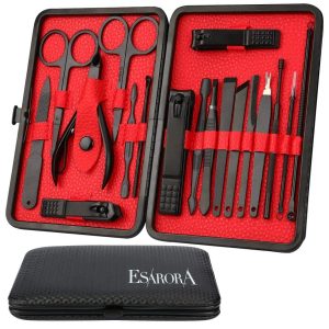 Esarora 18 In 1 Manicure Set with Leather Travel Case